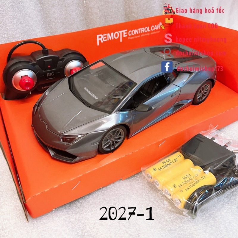 Xe điều khiển từ xa Lamborghini màu xám kèm pin &amp; sạc điện 2027-1