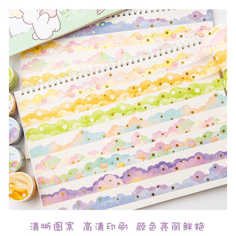 Cuộn Băng Keo Giấy Họa Tiết Đám Mây Dễ Thương Trang Trí Sổ Tay