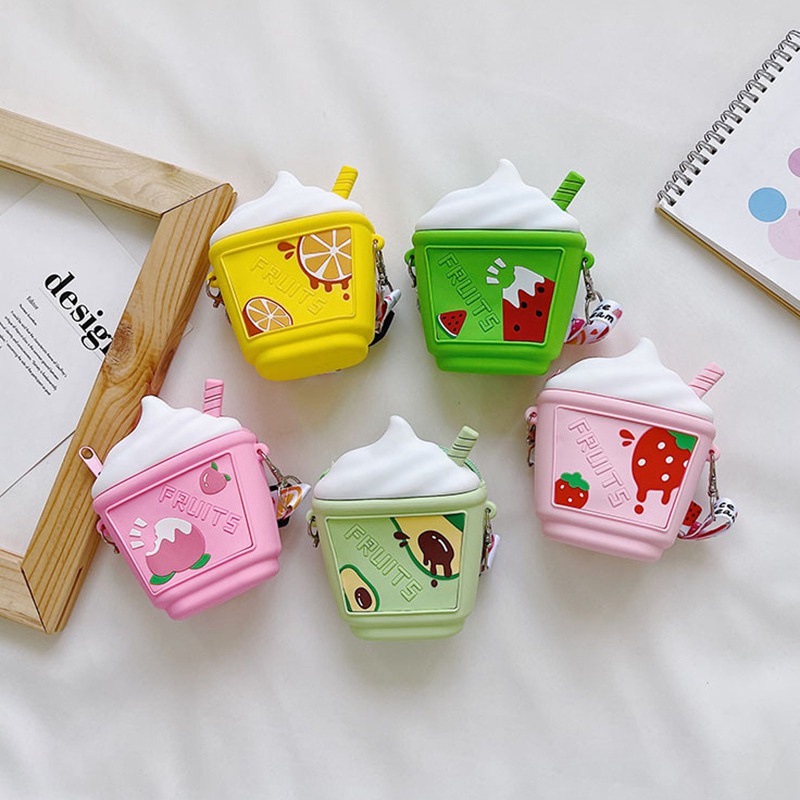 Túi Đeo Chéo Hình Cây Kem Bằng Silicon Dễ Thương Phong Cách Hàn Quốc Cho Bé Gái
