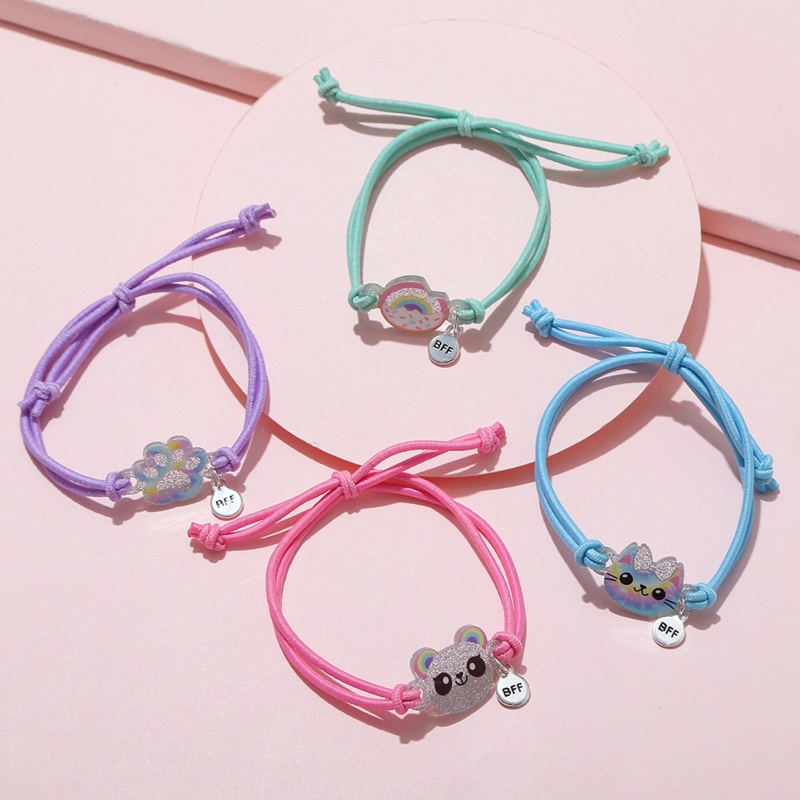 Set 4 Vòng Tay Dây Bện Nhiều Màu Dễ Thương Có Thể Điều Chỉnh Cho Bé