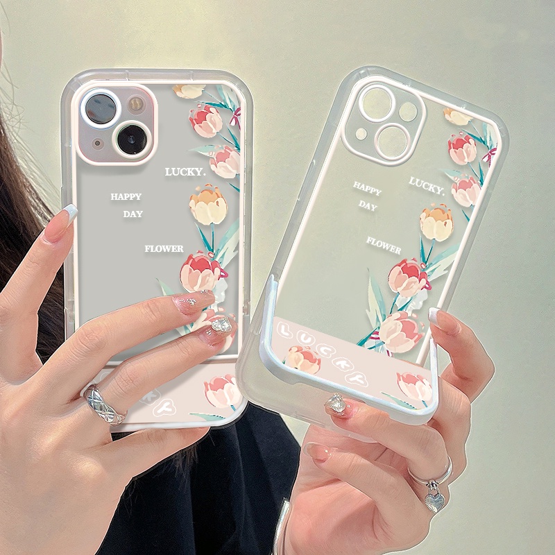 Ốp Điện Thoại Silicone Mềm Trong Suốt In Hoa Tulip Cho IPhone 12 13 Pro Max SE 2020 6 6S 7 8 Plus X XS XR Max 11 Pro Max Đứng