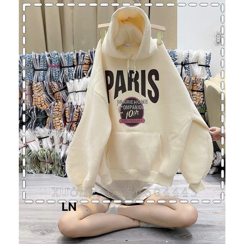 Áo khoác nỉ hoodie paris form đại tay bồng-5L5N