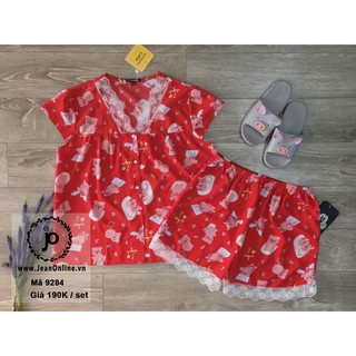 BIGSIZE - Bộ đồ ngủ lụa phối ren (MS 9284) đồ mặc nhà big size
