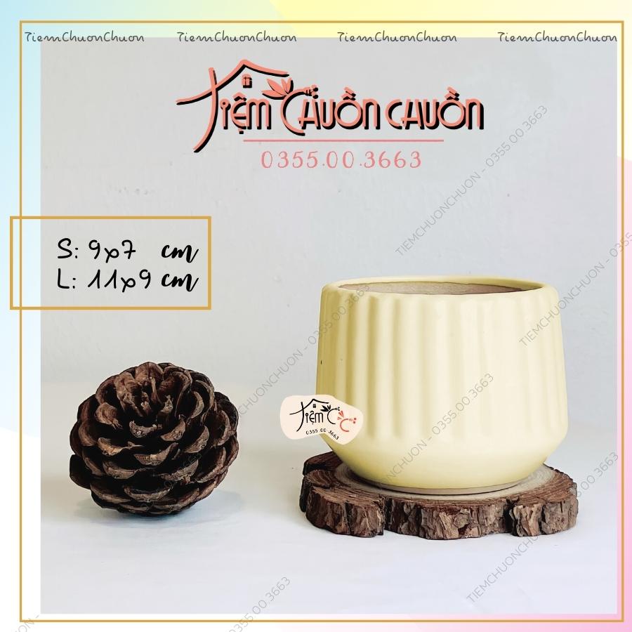 Chậu hoa sứ miệng Tròn, Vuông, Oval màu Vàng Pastel - tiemchuonchuonchuon , tiệm chuồn chuồn - Sứ Bát Tràng