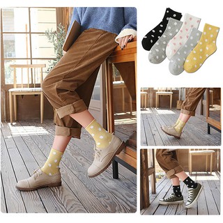 1 Đôi Vớ Cotton Mềm Mại Thoáng Khí Họa Tiết Chấm Bi Phong Cách Hàn Quốc Cho Nữ