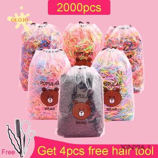 Set 2000 Dây Chun Buộc Tóc Màu Đen Nhiều Màu Sắc Dùng Một Lần Dành Cho Nữ