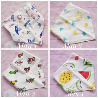 Yếm Tam Giác Xô 4 Lớp Cho Bé Có Cúc Bấm ( được chọn màu ) 0-3 tuổi