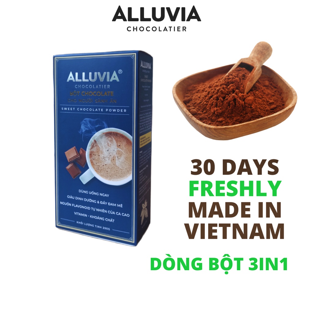 Bột cacao sữa 3in1 nguyên chất thơm ngon vị đậm đà alluvia chocolate - ảnh sản phẩm 1