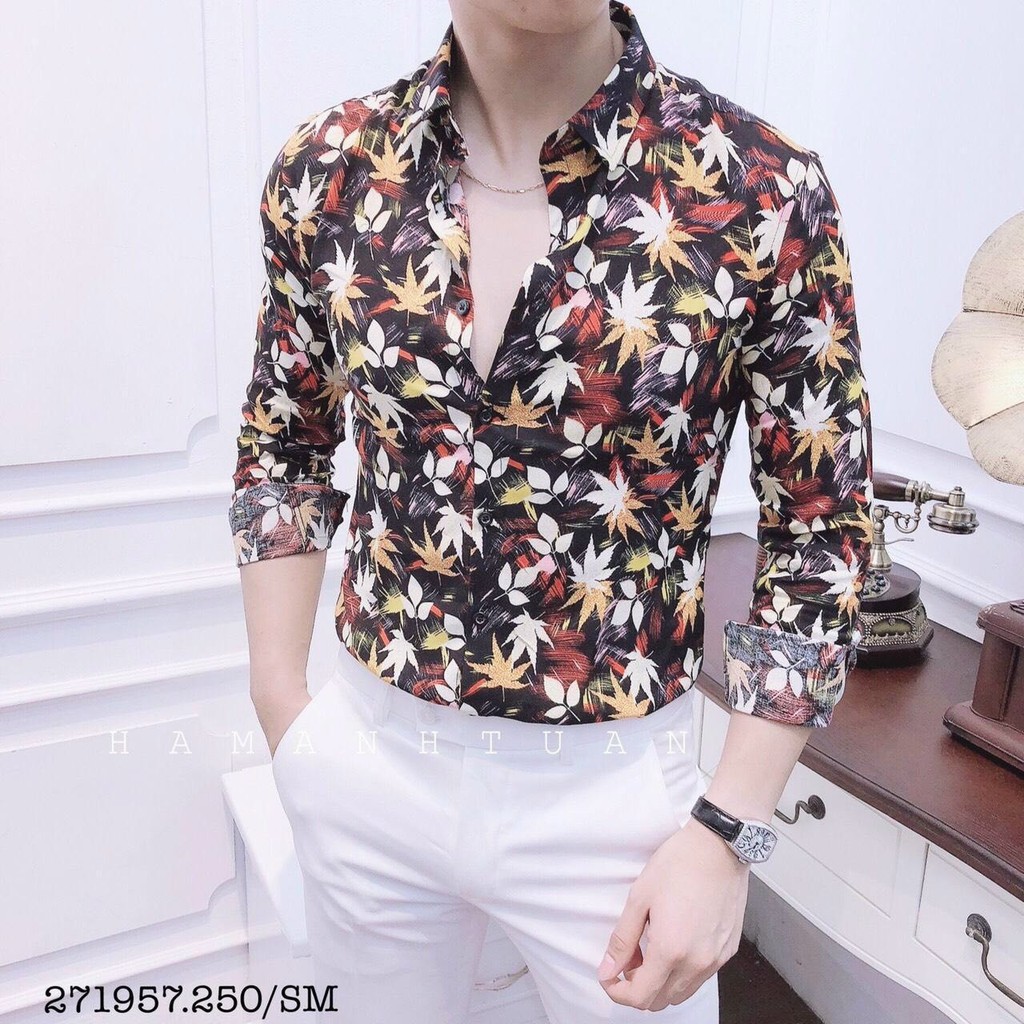 Áo sơ mi nam hàn quốc cao cấp họa tiết đẹp dài tay chất lụa phong cách thời trang siêu hot
