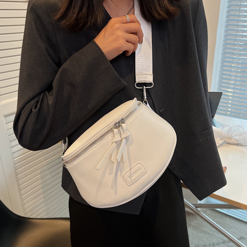 IELGY Túi Đeo Vai Màu Trơn Có Khóa Kéo Phong Cách Hàn Quốc Thời Trang Cho Nữ