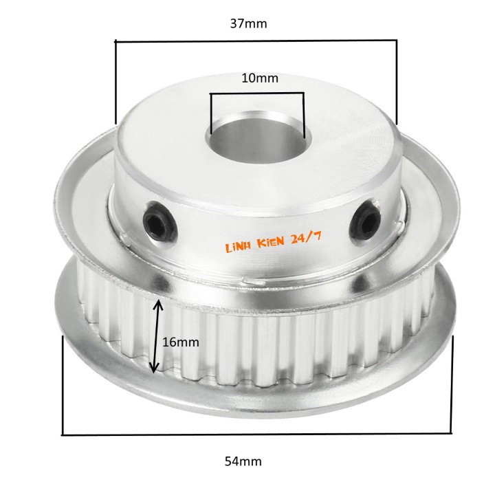 Puly Bánh Răng Nhôm 5M 30 Răng Bản 16mm Trục 6mm, 8mm, 10mm