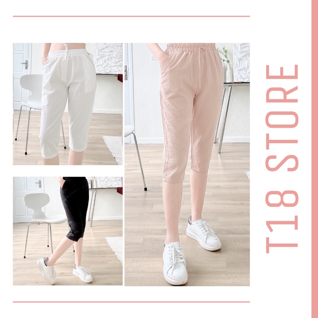 Quần Ngố Lửng Nữ Đũi Xước Hàn Không Nhăn Nhàu Siêu Mát  T18 STORE QD04