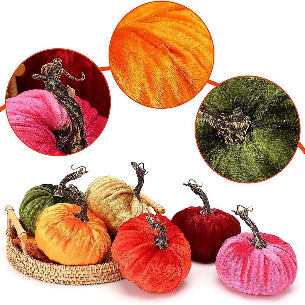 Quả Bí Ngô Giả Bằng Xốp Phối Nhung Thủ Công Trang Trí Nhà Cửa Dịp Halloween