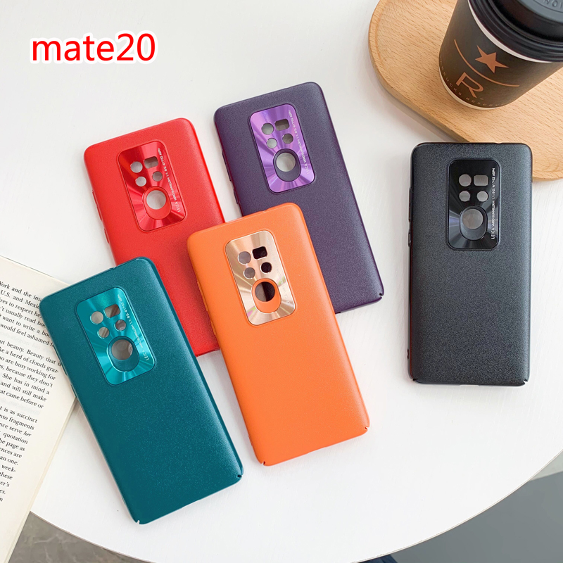 Ốp điện thoại da có viền kim loại bảo vệ camera cho Huawei Mate 20 20pro mate30 30pro