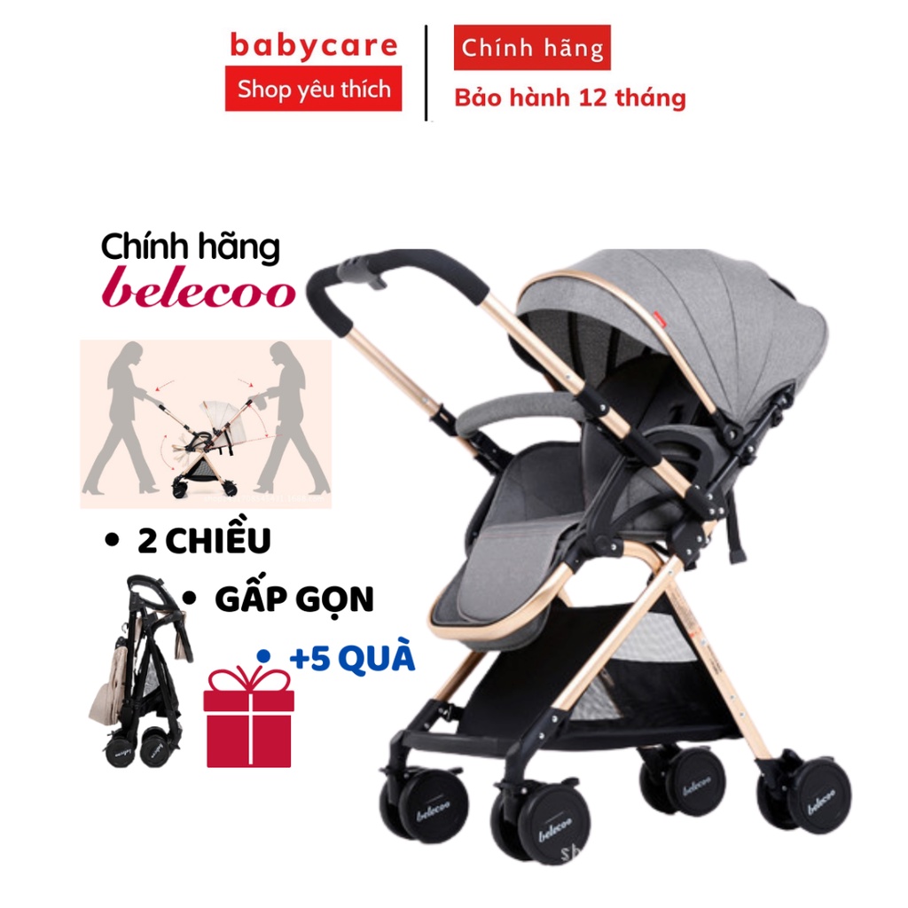 Xe đẩy Belecoo A8 2 chiều 3 tư thế, xe đẩy em bé sơ sinh