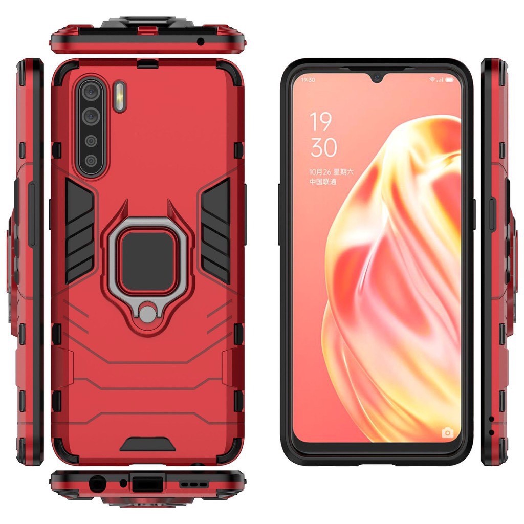 Ốp lưng Oppo Reno 3 chống sốc Iron Man gắn giá đỡ iring hỗ trợ xem video, chống va đập mạnh