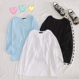 Áo Thun Tay Dài xẻ tà 4 màu hình thật (unisex) - Áo Sweater Basic Trẻ Trung Năng Động - Mã SW02