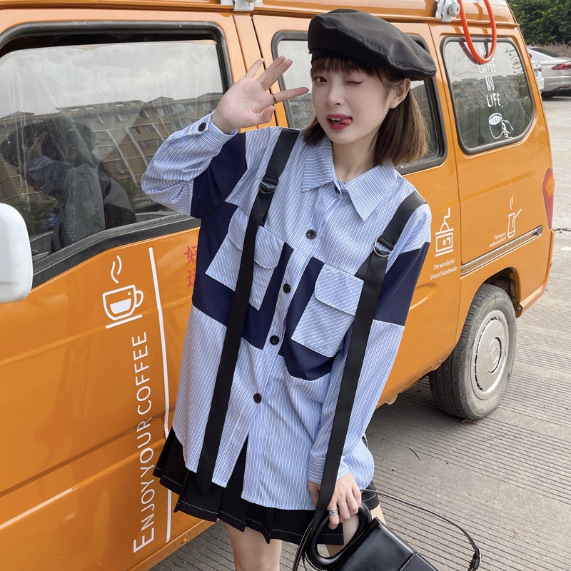 Áo Sơ Mi Dài Tay Kẻ Sọc Thiết Kế Mới Thời Trang Mùa Thu Cho Nữ 2022