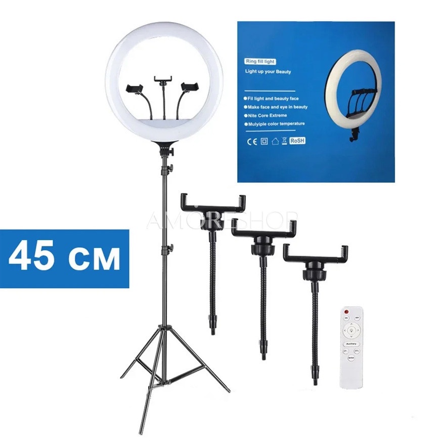 Đèn led ring l45Cm 3 màu ánh sáng tăng giảm ánh sáng hỗ trợ livestream , makeup , chụp ảnh mẫu