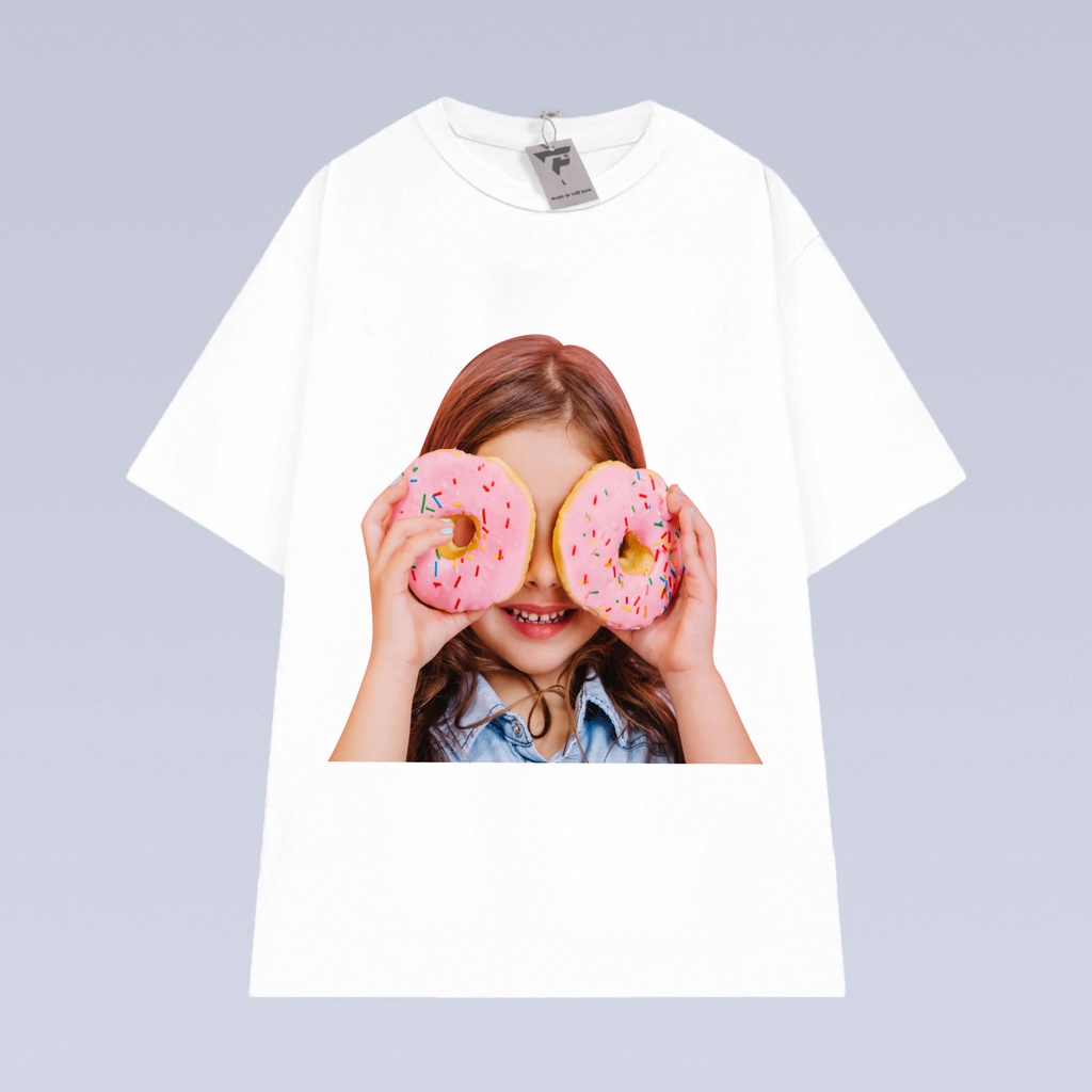 Áo thun nữ unisex form rộng in bánh donut hình in sắc nét vải mát FPLUS FP140