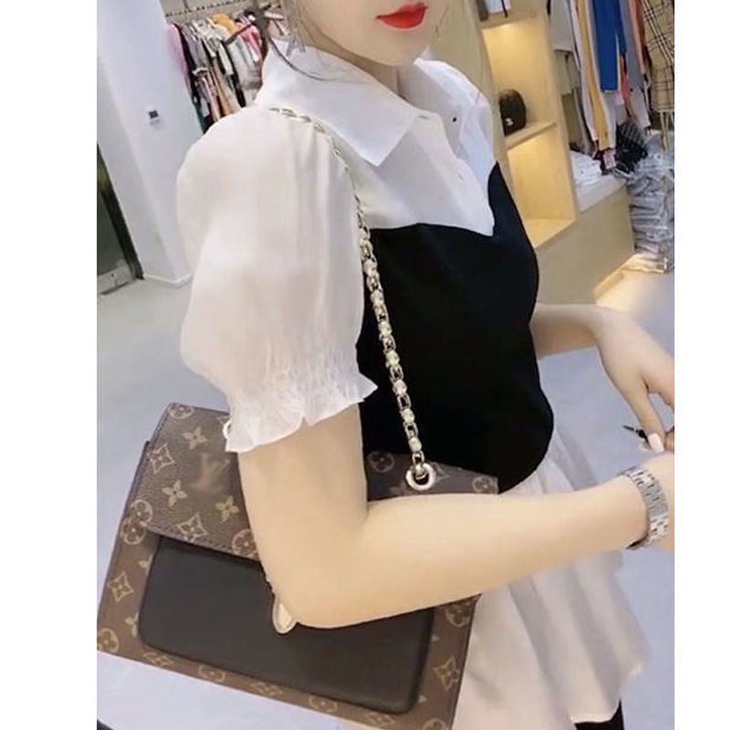 Áo Sơ Mi Giả Hai Lớp Dáng Ôm Phong Cách Hàn Quốc Thời Trang Cho Nữ