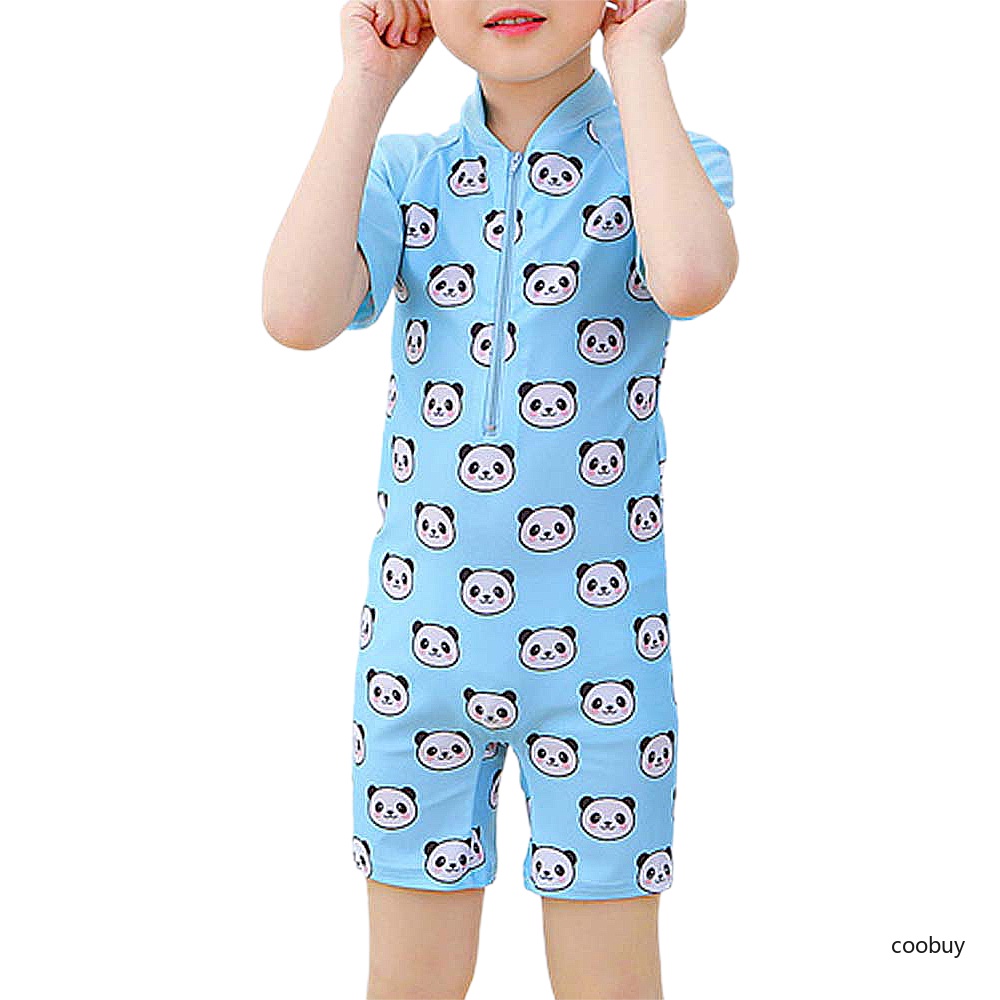 Đồ bơi liền thân cổ cao có khóa kéo in họa tiết dễ thương cho trẻ em 3-12 tuổi