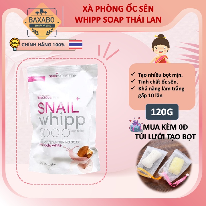 XÀ PHÒNG ỐC SÊN SNAIL WHIPP SOAP - XÀ PHÒNG TRẮNG DA ỐC SÊN WHIPP SOAP THÁI LAN 120GR - HÀNG CHÍNH HÃNG - NỘI ĐỊA THÁI L