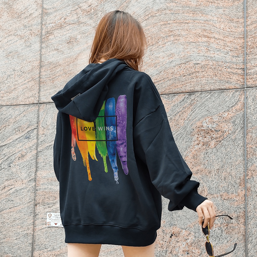 Áo thun Hoodiezip nam nữ Unisex cotton thoáng mát các vệt màu nước tình yêu cầu vòng MVR KK4027