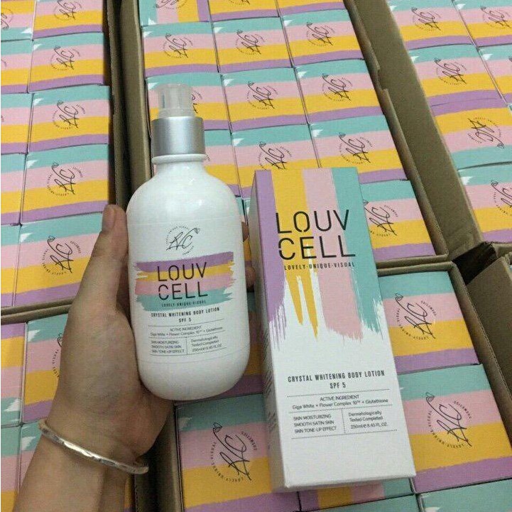 Dưỡng thể trắng da Louv Cell Crystal Whitening Body Lotion SPF5 Hàn Quốc