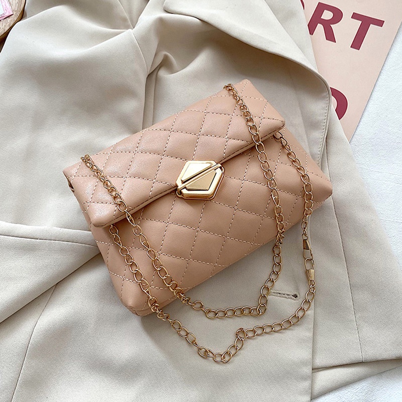 Túi đeo chéo họa tiết sọc thoi có khóa gài dùng đựng điện thoại thời trang cho nữ IELGY