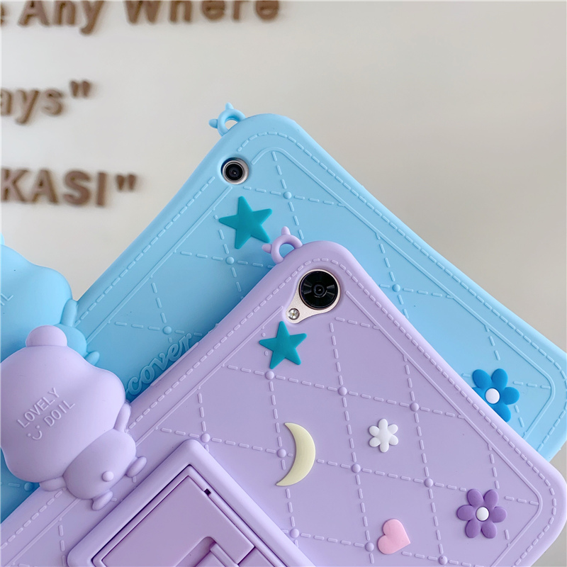 Cute Koera Cartoon Bear New Silicone Apple IPad Air Pro 7.9 9.7 10.5 11 10.9 10.2" Inch Mini 1 2 3 4 5 2017/2018/2019/2020 With Lanyard Cute Cartoon 3D Silicagel Case Cover Protector Sleeves Holder Tablet Cover