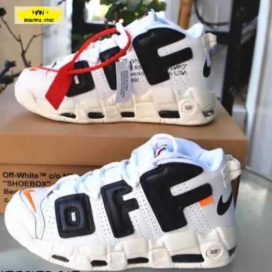 Sales (Full box) Giày thể thao AIR MORE UPTEMPO OFF WHITE trắng chữ đen ✔️ 2020 💎 [ Real ] . *