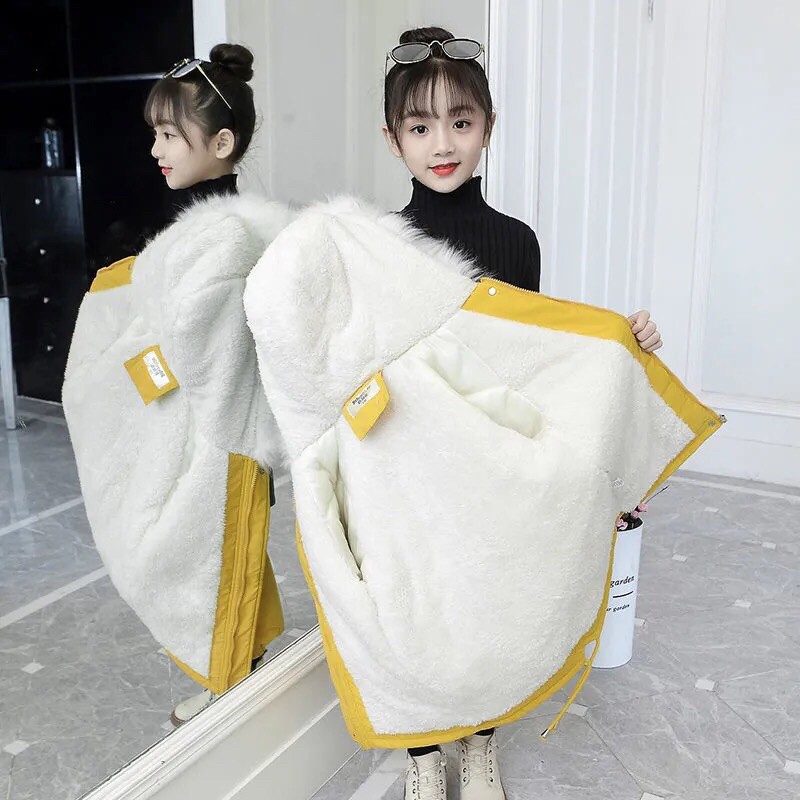 Áo Khoác Lót Lông Bé Gái 17-53kg Phù Hợp Cho Cả Mẹ Và Bé, Trần Bông VÀ Lót Lông Phong Cách Phươang Tây