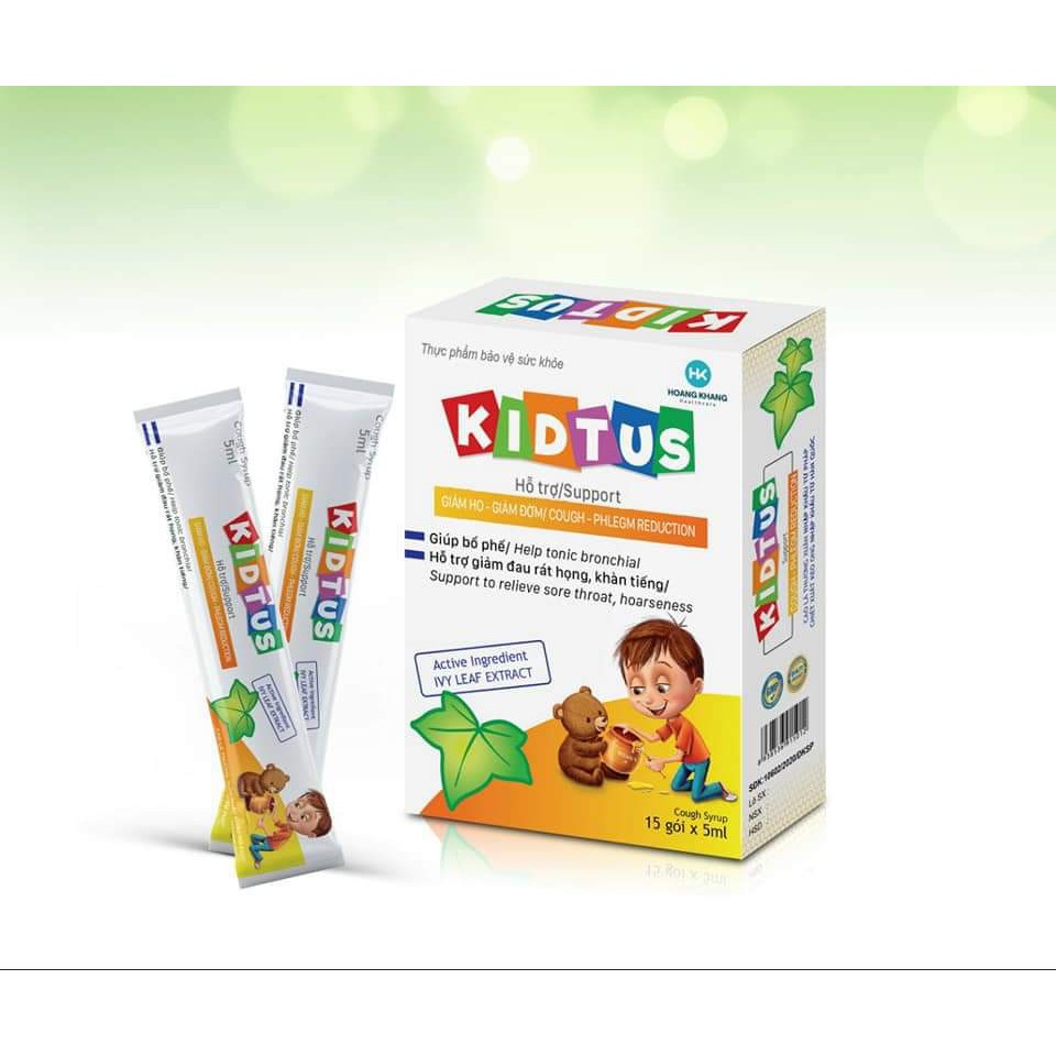 KIDTUS gói cho bé , hộp 15 gói x 5ml . Giúp bé giảm ho , PNCT dùng được
