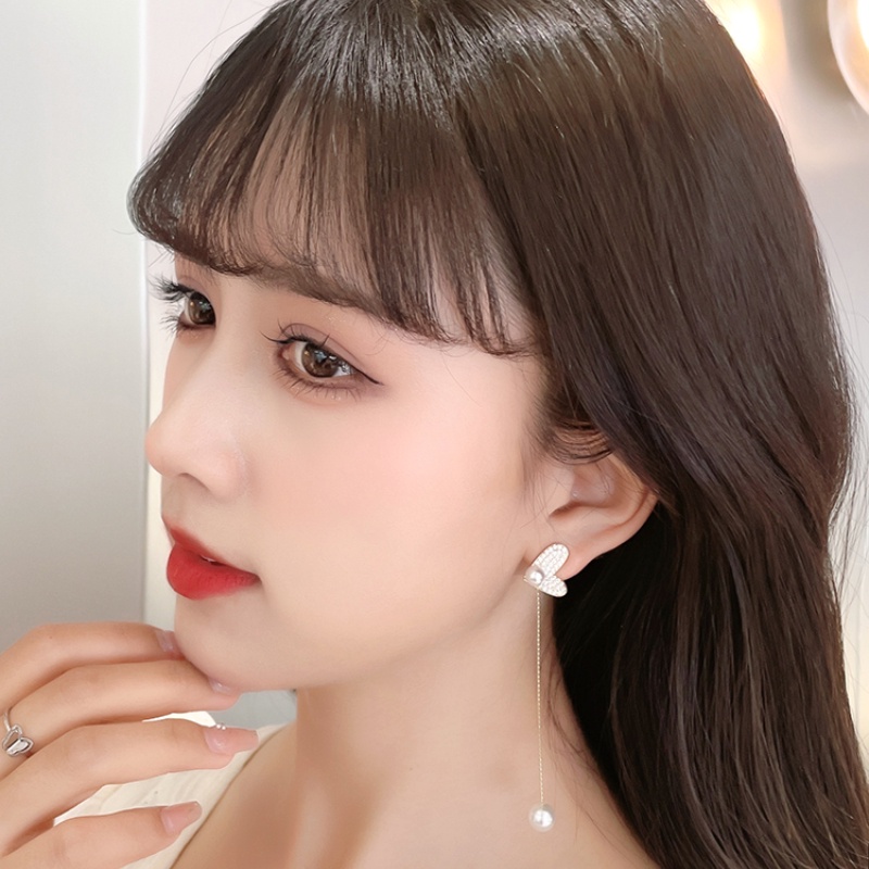 Khuyên Tai Dáng Dài Đính Hạt Ngọc Trai Nhân Tạo Phong Cách Hàn Quốc Mới 2022 S925