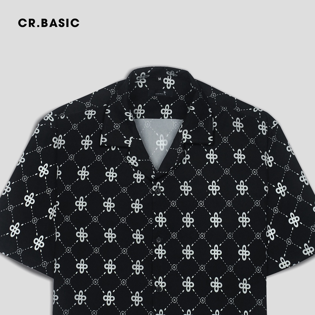 Áo sơ mi tay ngắn nam nữ CR.BASIC form rộng sơ mi họa tiết ngắn tay unisex cộc tay USM607