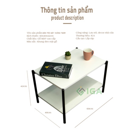 Bàn trà bàn cafe 2 tầng chân sắt - gm24