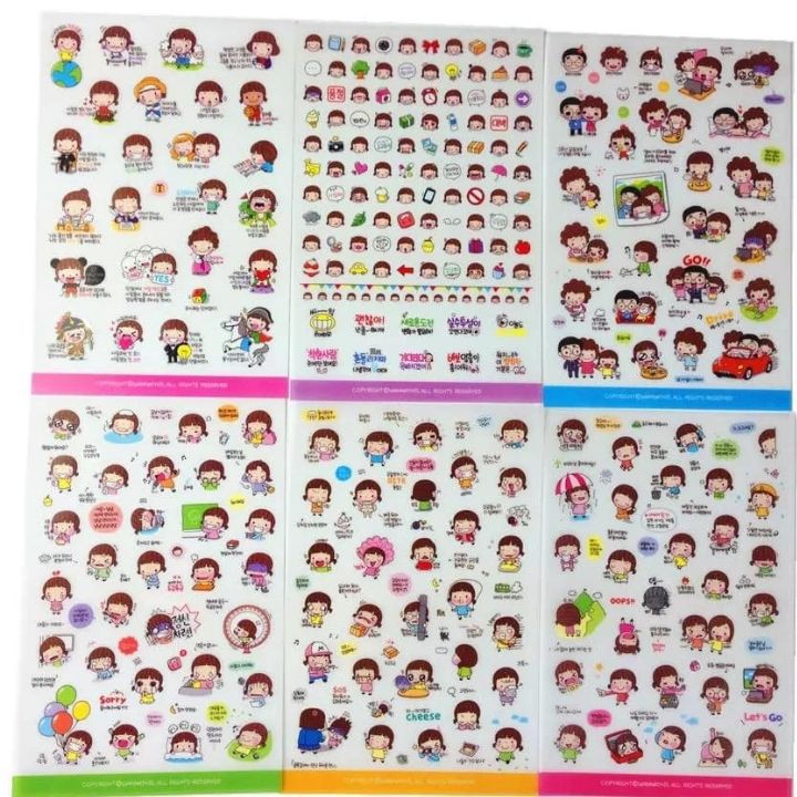 Combo 6 Miếng Dán Trang Trí Sticker Trang Trí Sticker Moimoi Cute Phong Cách Hàn Quốc Dễ Thương Cho Bé