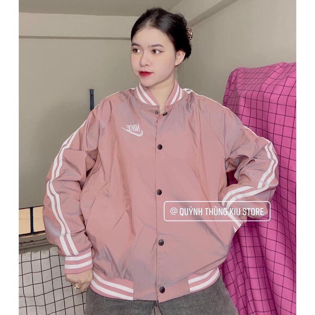 Áo khoác bomber, áo bomber cho nữ bóng chày cute 2 màu đen và kem