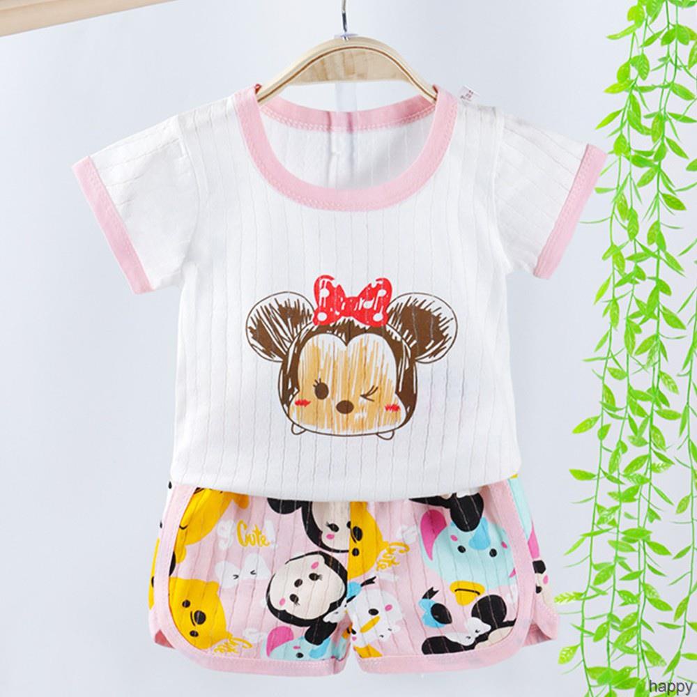 Set Áo Thun Tay Ngắn &amp; Quần Short Cotton Phối Lưới Thời Trang Mùa Hè Cho Bé Sơ Sinh