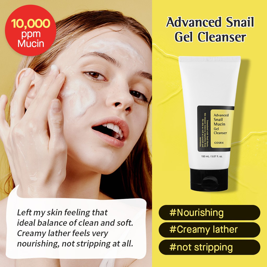 Sữa Rửa Mặt Dạng Gel Chiết Xuất Ốc Sên Cao Cấp COSRX Advanced Snail Mucin Gel Cleanser 50ml, 150ml