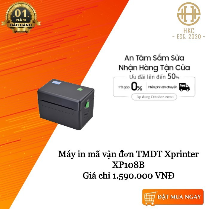 Máy in mã vận đơn TMĐT Xprinter DT108B | BigBuy360 - bigbuy360.vn