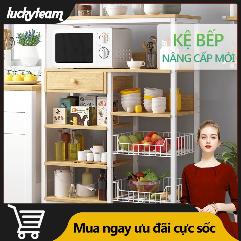 Kệ bếp nhiều tầng để được lò vi sóng, rổ rá nồi niêu, giá để đồ phòng bếp đa năng nhiều tầng tiện sử dụng FU210