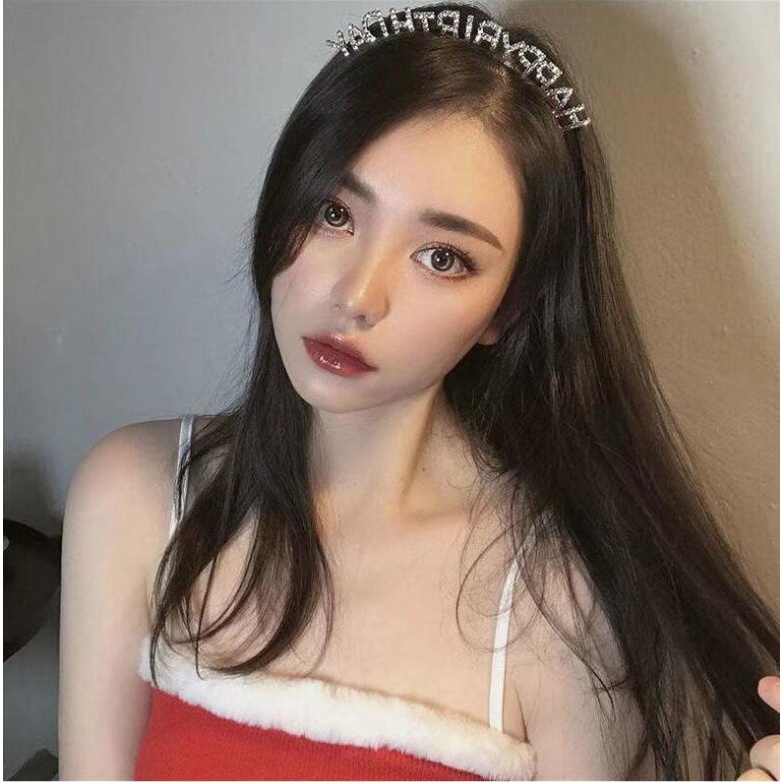 Cài tóc hình chữ Happy Birthday đính kim cương lấp lánh cho nữ