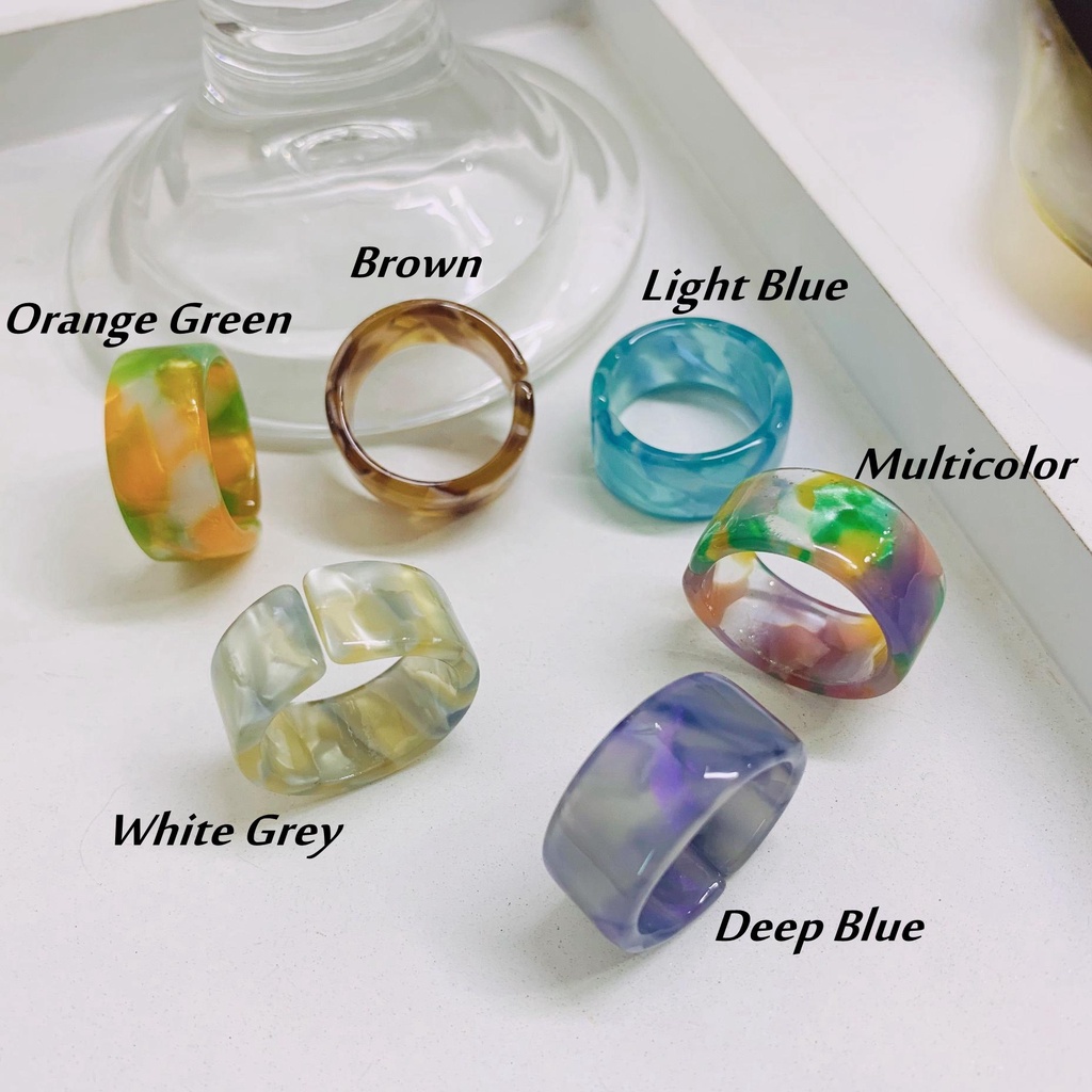 Nhẫn Acrylic Tròn Nhiều Màu Sắc Phong Cách Thời Trang Mới Dành Cho Nữ