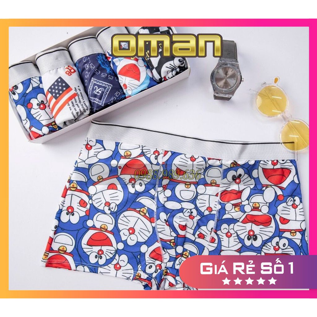 Quần lót nam boxer thun lạnh siêu xịn xò, Quần sịp đùi nam in hình Doremon, Shine thun lạnh - OMAN