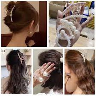 Sét 5 Kẹp Tóc Hàn Quốc Siêu Xinh Gồm 3 càng cua 2 dây buộc đính hạt