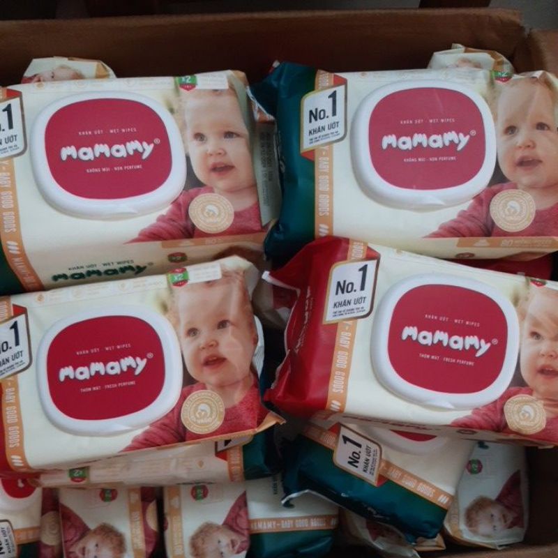 4 gói Giấy ướt Mamamy có nắp (80 tờ)