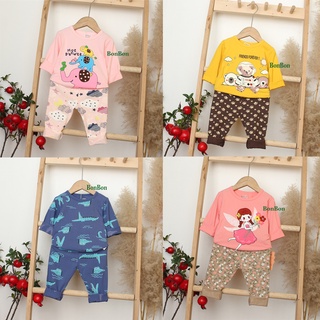 Đồ bộ dài tay cotton cho bé trai, bé gái mùa thu đông hàng xuất Hàn họa tiết dễ thương