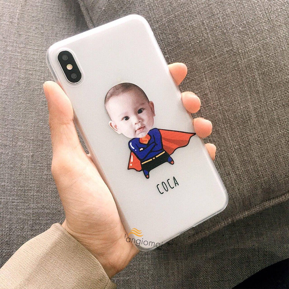 Ốp lưng điện thoại ghép ảnh trẻ em chibi
